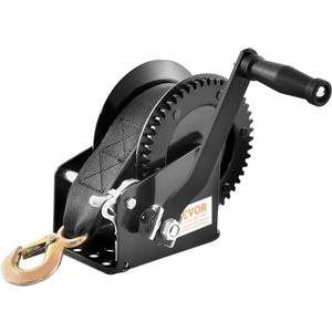 VEVOR Boat Winch 1600 lbs Capacity Hand Boat Trailer Winch Heavy Duty 33 ft Polyester Strap and Two-Way Ratchet, Manual Operated Hand Crank Winch for Trailer, Boat or ATV Towing