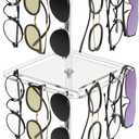 360 Rotating Acrylic Sunglasses & Eyeglasses Display Rack - Double-Tier Clear Tabletop Organizer for Eyewear (Square)