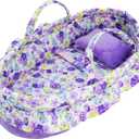 June Garden Cozy Dream Doll Bassinet - Baby Doll Portable Carrier - Fits for American Girl Dolls up to 18" - Soft Pillow & Safety Buckle Included - Purple
