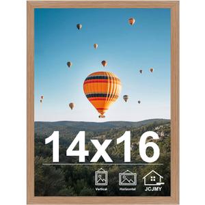 JCJMY 14x16 Picture Frame Rustic Brown for Poster Photo Picture, Horizontal and Vertical Formats for Wall Hanging, 14 x 16 Wall Gallery Poster Photo Frame for 14 by 16 Photos Posters, Rustic Brown