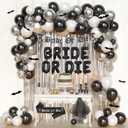 Party Inspo Bride or Die Bachelorette Party Decorations - 128 PCs Till Death Do Us Party Supplies with Fringe Curtain, Balloon, Banner, Veil and Sash for Halloween Gothic Bridal Shower