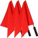 3Pcs Referee Flag Stainless Steel Signal Flags for Soccer Volleyball Bright Red Flags for Sports and Traffic Safety Comfortable Grip Anti-skid Design