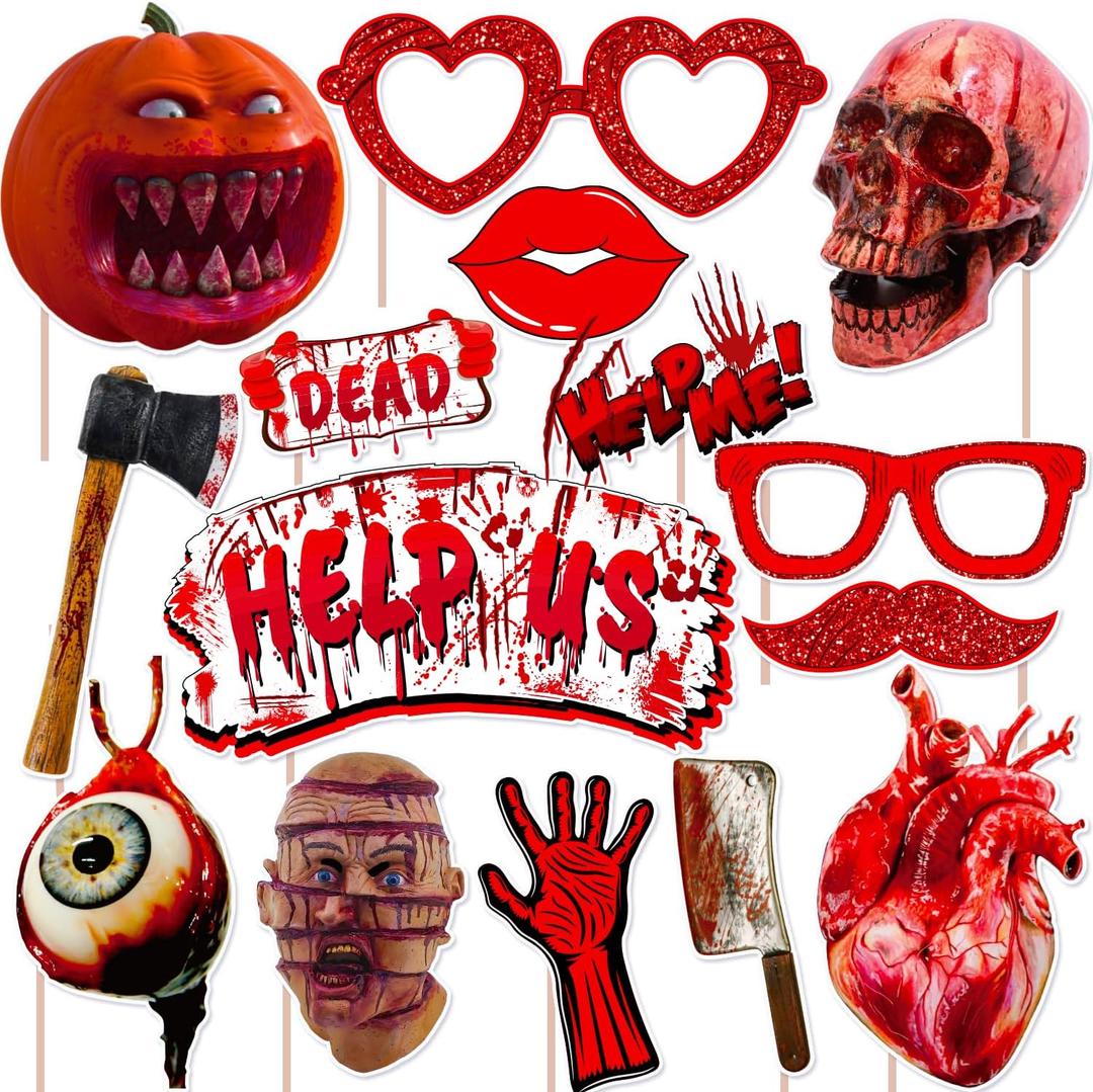 2 x Halloween Bloody Party Decorations Photo Booth Props Scary Halloween Decorations Photo Booth Props Scary Horror Birthday Party Photo Booth Kits
