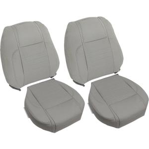 Priprilod Front Driver & Passenger Bottom & Top Lean Back Replacement Seat Covers Light Gray Microfiber Leather Compatible with Ford Mustang 2010 2011 2012 2013 2014