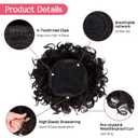 HOOJIH Messy Hair Bun Hair Piece Elastic Drawstring Loose Wave Large Curly Bun Short Synthetic Ponytail Extension for Women Daily Use - Black Brown