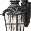 Outdoor Wall Sconce Lights Black Anti-Rust Wall Mount Light with Water Ripple Glass Aluminum Exterior Lights for Garager Doorway and Patio E26 Socket and Waterproof (17.3inch)