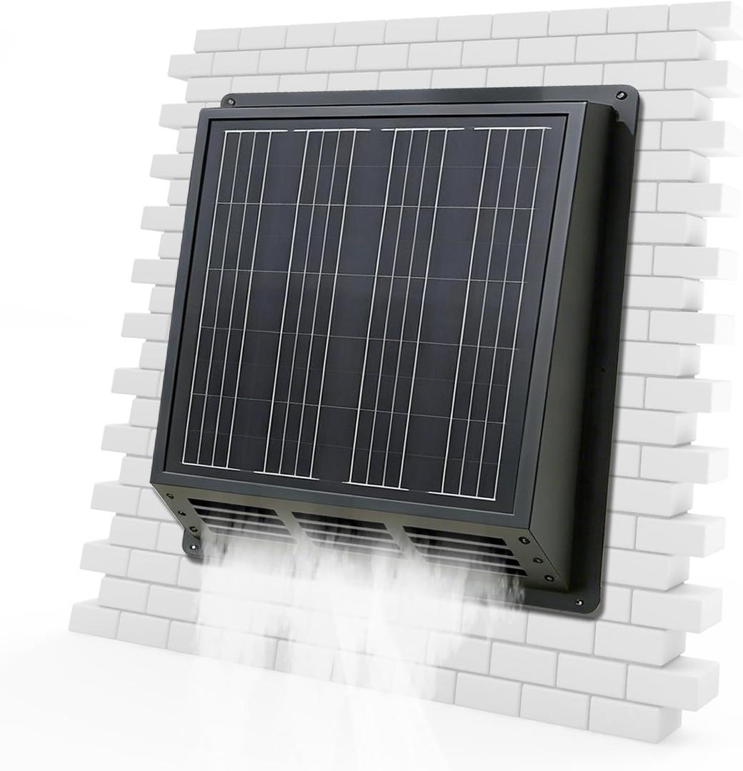 Solar Roof Ventilator Fan: 2500 RPM High-Speed Exhaust Fan with 12V Monocrystalline Solar Panel, IP67 Waterproof, 13x13x3.5inches for Attic, Garage, RV, Shed Easy Installation, Energy Efficient