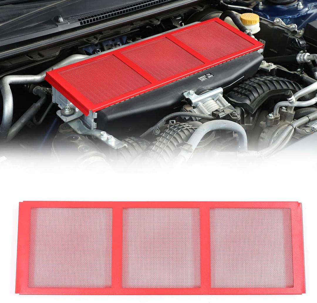 Daeiclru Engine Radiator Grille Guard Protective Cover Compatible with Subaru WRX 2022 2023 2024 2025, Carbon Steel Engine Bay Radiator Grille Mesh Cover Accessories (Red)