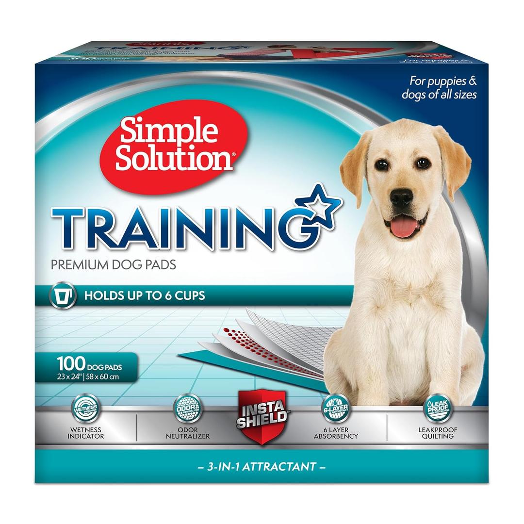 Simple Solution Puppy Training Pads  Large Leak-Proof Potty Pads for Dogs  Disposable with Odor Control and Absorbent Core for Floor Protection  23 x 24 Inches  100 Count