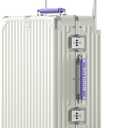 ROPLUS Aluminium Frame Carry on Luggage with Smooth Jelly Wheels, Hardside Zipperless Rolling Suitcase with TSA Lock (WhitePurple, 21-Inch)