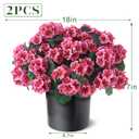 2 Pack Artificial Geranium Flowers Topitary Trees for Outdoors, UV Resistant Geraniums Potted Bushes Look Real Silk Faux Plants for Front Door Garden Porch Planter Farmhouse Home Decor (Peach Red)