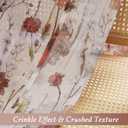 Lecloud Crushed Sheer Curtains 84 Inches Long 2 Panels, Light Filtering Printed Floral Curtains for Living Room with Rod Pocket, Elegant Rustic Window Curtain for Bedroom Dining Room, 51" W x 84" L