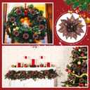 Jetec 30 Pcs Brown Christmas Poinsettia Flowers Artificial Tree Decoration Glitter Poinsettia Flowers for Christmas Tree Ornaments Wreaths Floral Holiday Decor