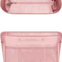 GIVLEFLY Tote Organizer Insert with Multiple Pockets Zipper Purse Dividers with Handle Lightweight Purse Liner with Cup Holder Fit for Longchamp Small Size and Neverful and More (Small,Pink)