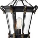 Emliviar Large Outdoor Post Lamp, 26 Inch Vintage Exterior Pole Lantern for House Patio, Black Finish with Clear Glass Shade, XE267P BG