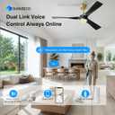 56 inch Modern Smart Ceiling Fan with Light, Black Gold Outdoor Ceiling Fans for Patios with Alexa/Google/App and Remote Control, 3 Blade DC High CFM for Indoor Bedroom/Living Room/kitchen Ceiling Fan