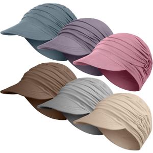 6 Pcs Chemo Cancer Hat for Women Breathable Bamboo Newsboy Baseball Cap Soft Headwear for Cancer Patient Hair Loss (Pink, Purple, Blue, Gray, Beige, Khaki)