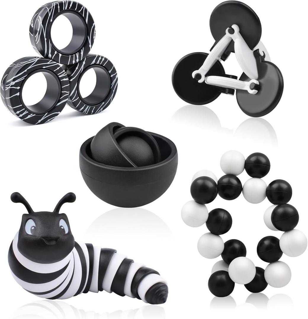 Fidget Toys Adults Pack, 5PC Sensory Toys Set Easter Basket Stuffers for Kids 8-12 Teen Autism, Desk Toy Stress Relief Fidget Spinners for ADHD Valentines Day Gifts for Children Cool Gadgets for Men