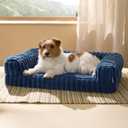Bedsure ComfyFleece Orthopedic Dog Bed for Medium Dogs, Waterproof Memory Foam Medium Pet Beds with Sides, Non-Slip Bottom and Egg-Crate Foam Dog Couch Sofa with Washable Corduroy Cover, Blue (30.0"L x 20.0"W x 6.5"Th)