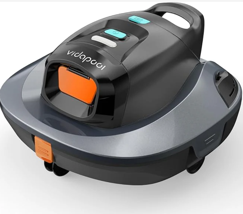 Vida pool Cordless Robotic Pool Vacuum Cleaner,Portable Swimming Pool Vacuum Self-Parking Technology with LED Indicator,Ideal for Above Ground/Flat Pools up to 860 Sq.Ft,Lasts 90 Mins-Grey