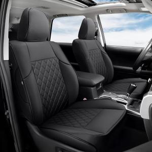 GIANT PANDA Toyota 4 Runner Seat Covers, Customized Full Set Car Seat Covers for Toyota 4Runner 2011-2024 5 Seats, Leather(2-Row, 5 Seat Models, Black) (2011-2024 Toyota 4Runner 5 Seats, Full Set / Black)