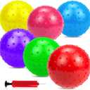 6PCS Bouncy Balls for Kids Toddlers, 12 Inch Sensory Balls Spiky Massage Stress Ball Bulk with Air Pump, Indoor Outdoor Sports Sensory Toys & Party Favors(6Colors)