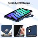 ProCase for iPad mini 7 A17 Pro 2024/iPad Mini 6 2021 8.3 Inch iPad mini 7th/6th Gen Case with Pencil Holder, Trifold Stand Smart Folio with Soft TPU Back Cover for iPad mini 8.3" 7th/6th -Darkblue