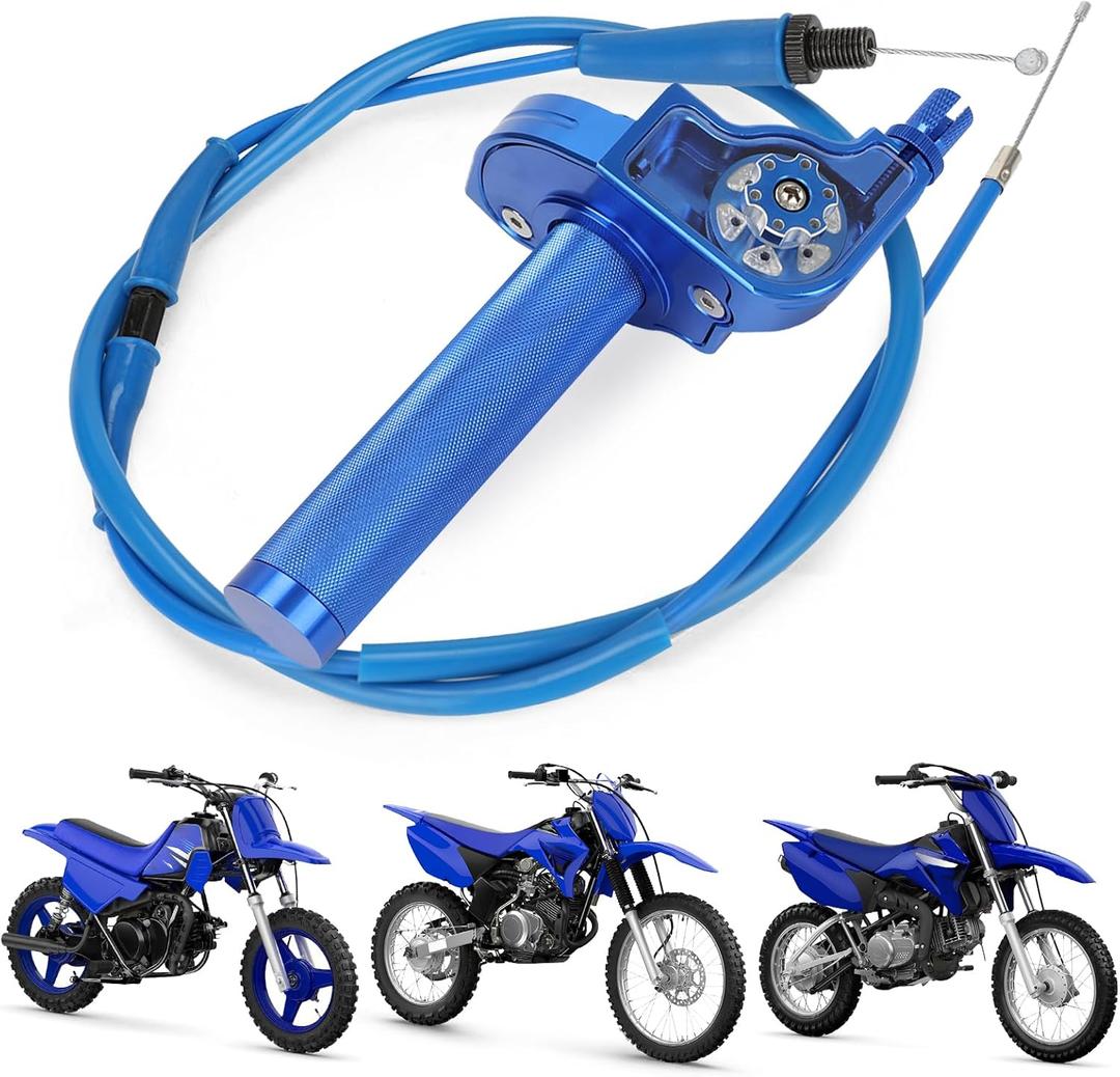 Motorcycle Twist Throttle 7/8" 22mm with Throttle Cable CNC Assembly Universal for TTR 110 230 YZ 85 125 250 PW 50 80 Dirt Pit Mini Bike Blue
