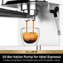 CHULUX Cube Espresso Machine with Milk Frother Steam Wand, 20 Bar Professional Italian Pump Semi Automatic Espresso Coffee Machine for Home Cappuccino & Latte Maker