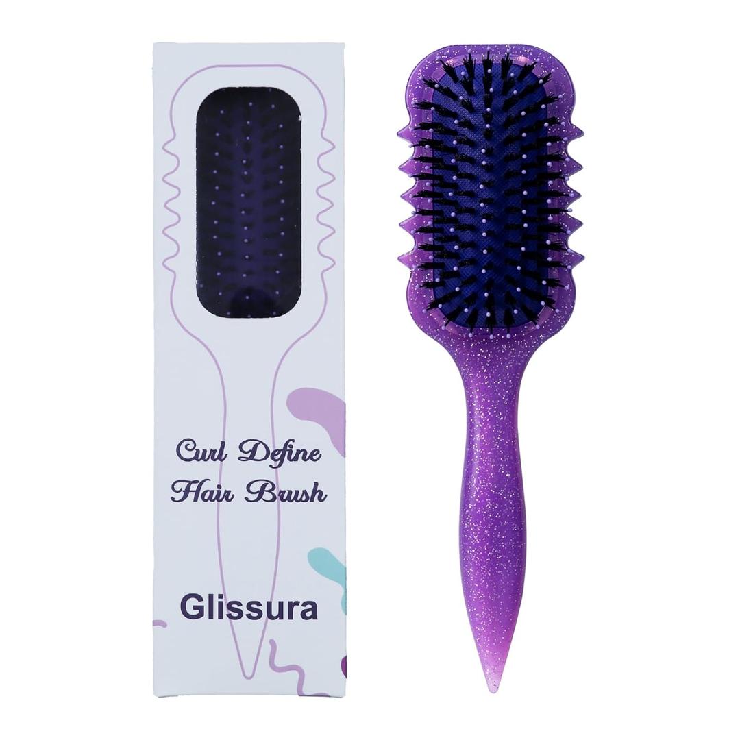 Glissura Curl Defining Brush for Curly Hair, Detangles and Styles Wet or Dry Curls, Perfect for Waves and Coils (Amethyst Abyss Purple)