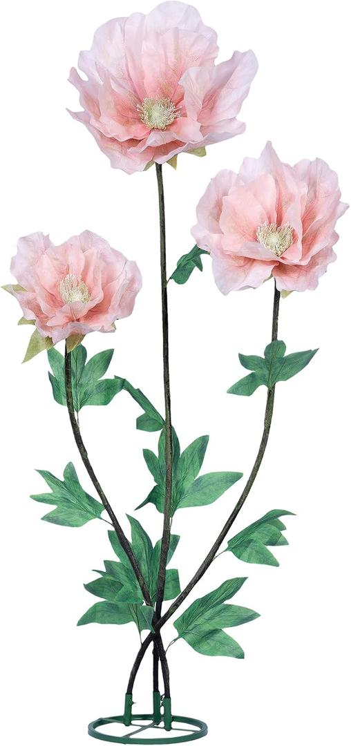 3PCS Giant Artificial Flower Set Wedding Hibiscus Artificial Flower Decoration Stand Big Flowers Decor with Base for Home Wedding Office Garden Christmas Party Conference-Pink