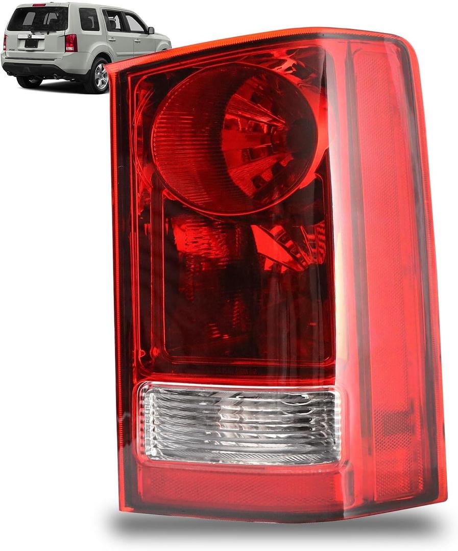 Passenger Side Tail Light Assembly Compatible With 2009-2015 Honda Pilot Rear Right Taillight With Blubs and Wiring Harness Replace 33500SZAA01