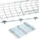 10 Pcs Cable Tray Strengthening Bar Kit, Wire Mesh Cable Tray Strengthening Bar Kit, Zinc Plated Steel Splice Connection Hardware for Network, Fiber Optic, Cabling Accessory, Sliver