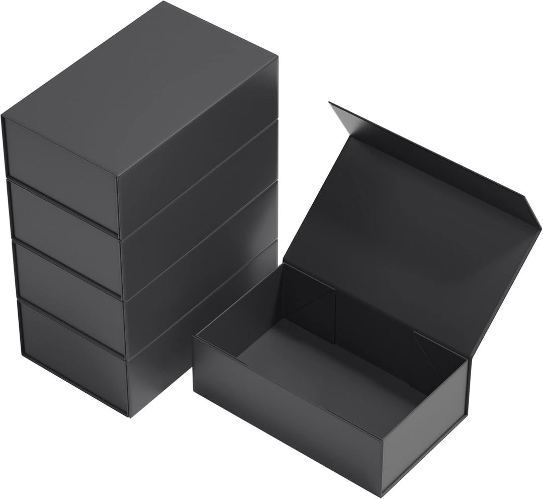 Gift Boxes Black with Magnetic Closure Lid 12" X 6" X 4" Gift Boxes for Presents,Luxury for Gift Packaging, Bridesmaid Gifts Box,Birthday Gift Box,Christmas Gift Box(5PCS)