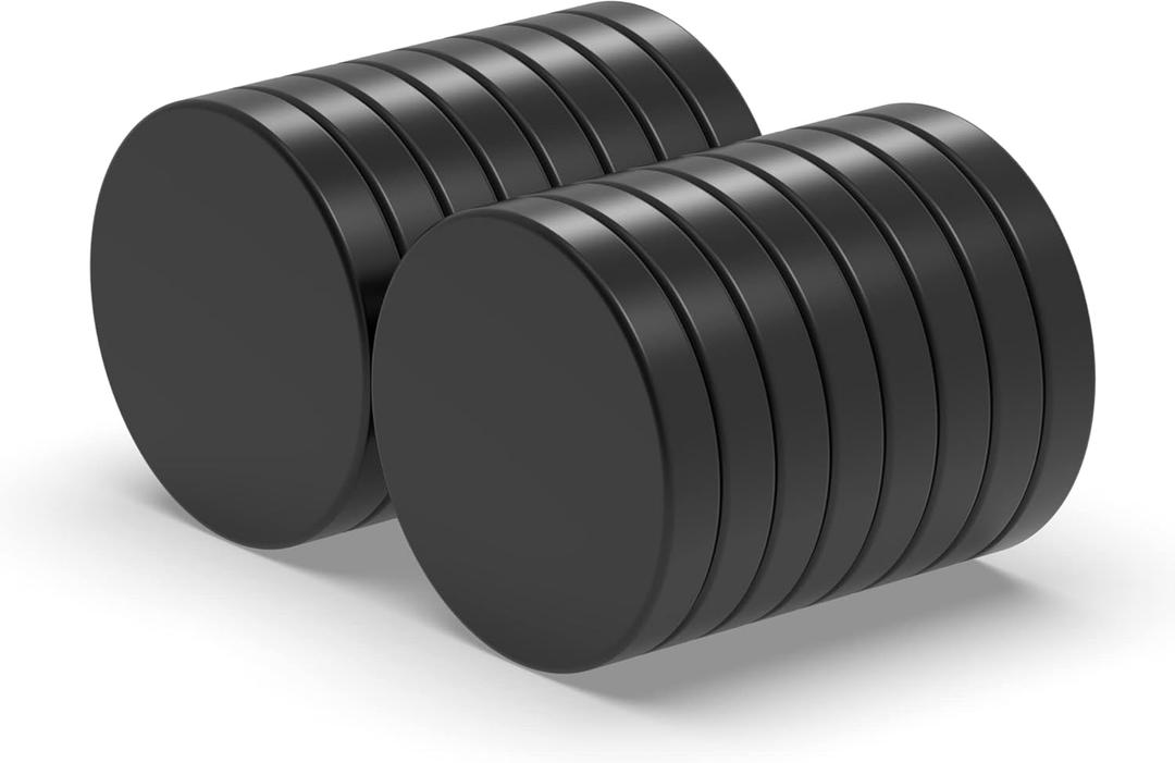 Strong Neodymium Magnets - Rare Earth, Heavy Duty, Round, Small, 0.79 x 0.12 Inch, 16 PCS, Black