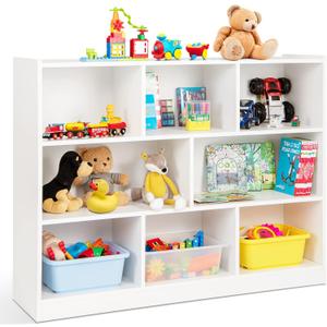HONEY JOY Kids Storage Organizer, 8-Section Wooden Display Shelf for Classroom, Playroom, Nursery, Kindergarten