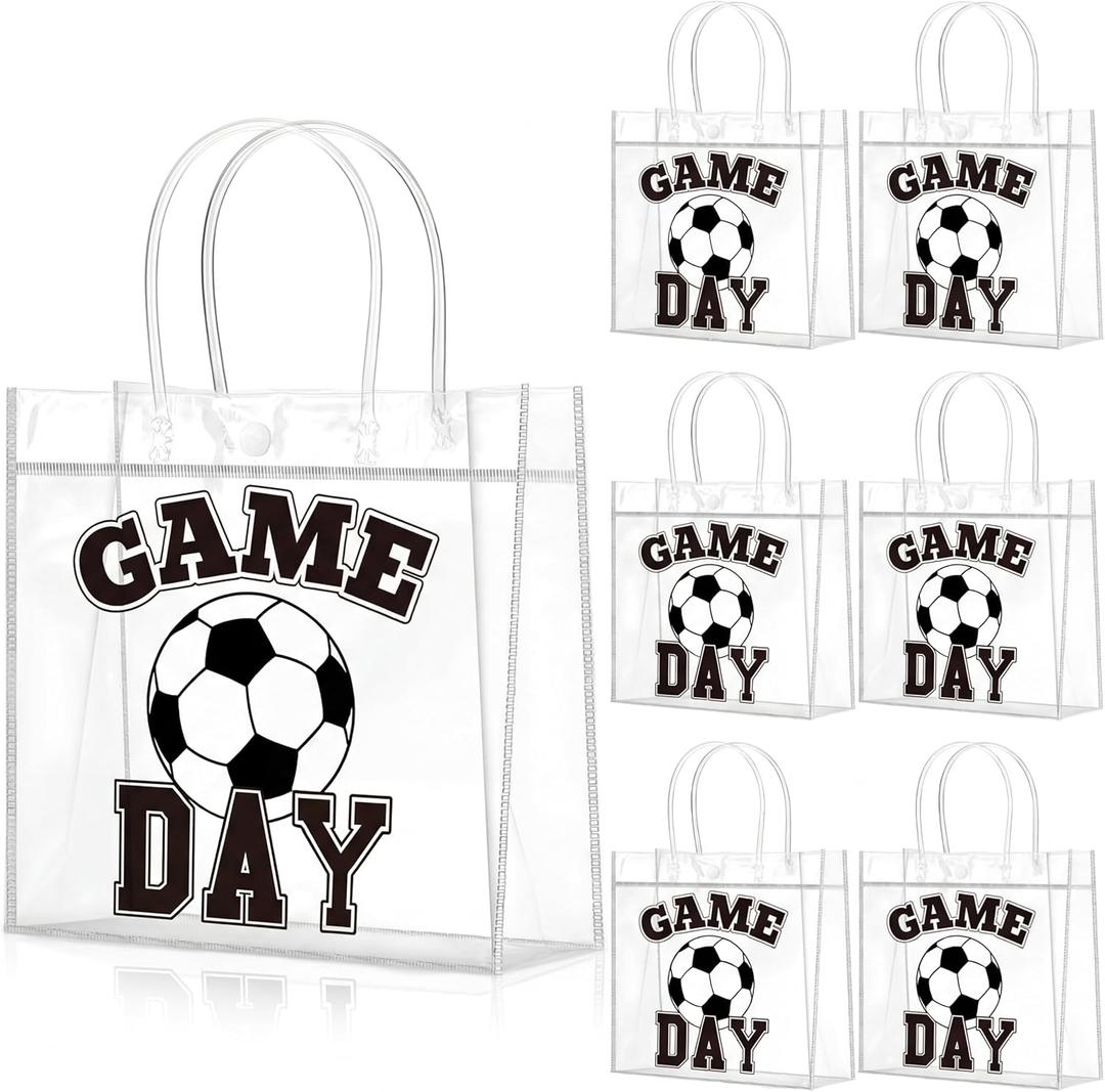 Wesnoy 20 Pcs Soccer Goodie Bags Soccer Gameday Goodie Gifts Bags with Handles Reusable Sport Themed Treat Boxes for Candy Birthday Party Supplies 8 x 8 x 3.15''