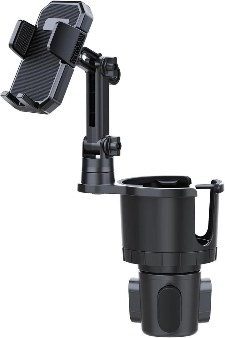 2 in 1 Cup Organizer Cup Holder Expander Cup Holder Adapter Multifunction Car Phone Holder Fit 5.4-7.2'' Phone Car Cup Phone Mount (Black)
