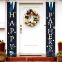 Fathers Day Decorations Front Door Banner, Happy Father's Day Banner Front Porch Sign, Black Hanging Door Banner for Fathers Day, Father's Day Decorations Party Supplies