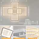 Shine LUEST Modern LED Ceiling Lights for Bedroom Dimmable Modern 6 Ring Square Ceiling Lights for Living Room with Remote Control White Bedroom Ceiling Lamp Fixtures for Kitchen, Bathroom, Balcony