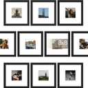 upsimples 8x8 Picture Frame Set of 10, Display Pictures 4x4 with Mat or 8x8 Without, Multi Photo Frames Collage for Wall or Tabletop Display, Black