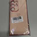 DEFBSC Compatible with Samsung Galaxy S25 Ultra Case with Gold Heart, Luxury Plating Edge Bumper Cute Case with Full Camera Protection for Women Girls, Anti-Scratch Shockproof Phone Cover, Pink