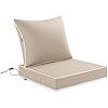 MIULEE  Outdoor Chair Cushion 24x24 Inch for Patio Furniture Linen Textured Waterproof & 3 Year Color Fastness Seat and Back Couch Cushion with Ties No Slip Design