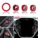 SENSHINE Volume Knob Cover for Subaru Crosstrek Impreza Accessories 2024 2025 Forester 25 Legacy Outback 20-25 WRX 22-25 Ascent 24-25 Engine Start Stop Ring Rearview Mirror Knob Ring, 4pcs (Red)