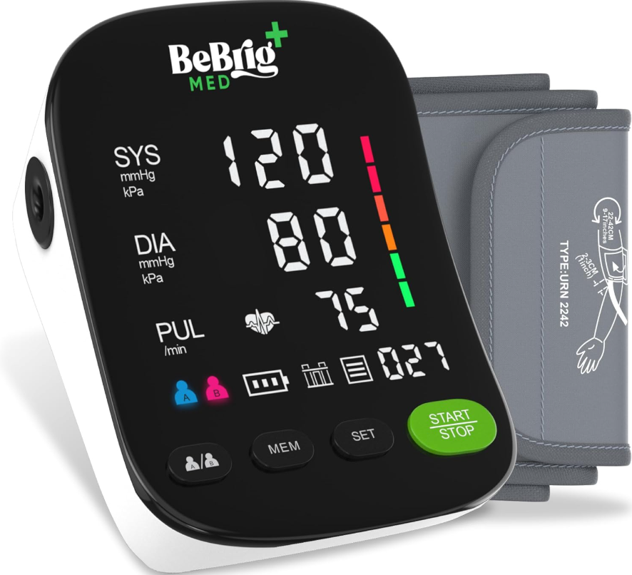 Blood Pressure Monitor for Home Use - HSA & FSA Eligible, Automatic Upper Arm Blood Pressure Machine, Adjustable Cuff 8”-17.5”, Bp Machine Cuff Kit with Type-C Cable, Chart & Carry Case