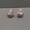 Cynkeyee Easter Decorations Bunny Figurine - 2 Pcs Cute Bunny in Pink Teacup Bunny for Table Decor Office Gift for Woman Easters Decorations for The Home 3.3x2.5x3.5IN