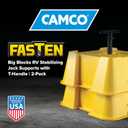 Camco Fasten RV Leveling High-Gain Base - Nesting Design for RV Storage - Convenient Carry Handle - Compatible w/Square RV Leveling Blocks and RV Jacks - Supports Up to 8,000lbs, 2-Pk (44539)