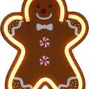 Gingerbread Christmas Decorations for Home LED Lighted Christmas Gingerbread Decor Farmhouse Wooden Tiered Tray Signs Rustic Holiday Table Sign Kitchen Xmas Party Mantel Gift Winter