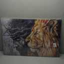 Large Jesus and Lion Canvas Wall Art Judah and Lion Cathedral Black and White Religious Christianity Picture Wall Decor Poster Print for Living Room Bedroom Office Home Decoration, 36"L x 24"W