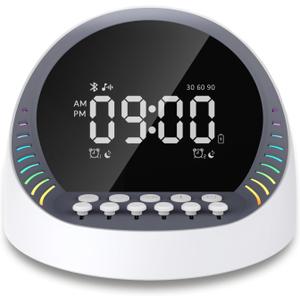 White Noise Sound Machine with Bluetooth Speaker, 6 Mixable Nature Sounds & 6-Color Night Light, Alarm Clock, Sleep Timer for Adults, Kids, Baby Sleeping, Bedroom, Office